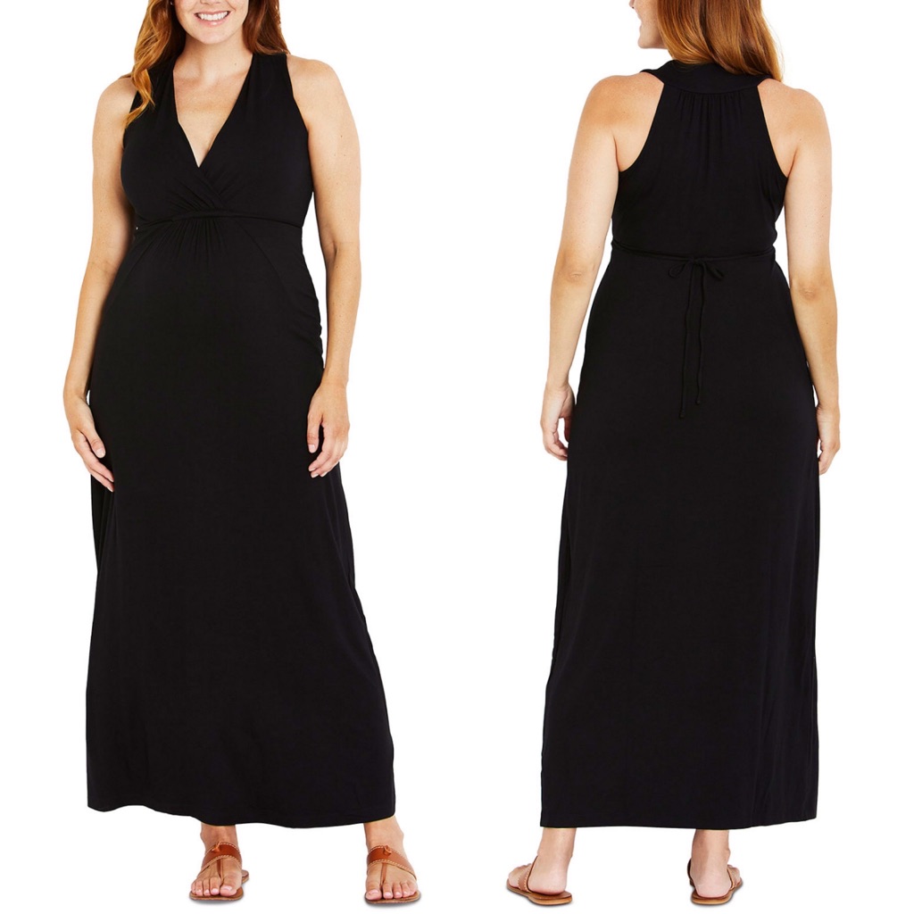 Surplice Maxi Maternity Dress - Black Large Motherhood Maternity